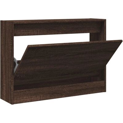 vidaXL Brown Oak Shoe Cabinet - 4 Flip-Drawers - Shoe Storage - Shoe Rack - 80x21x57cm vidaXL Brown Oak Shoe Cabinet - 4 Flip-Drawers - Shoe Storage - Shoe Rack - 80x21x57cm