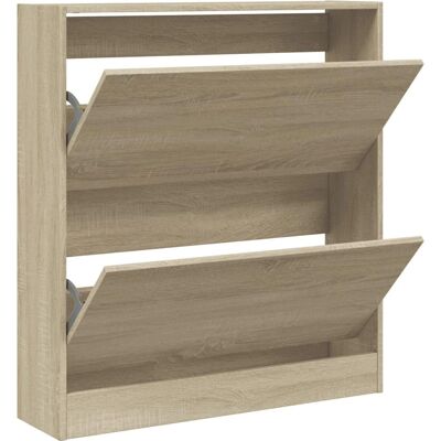 vidaXL Schoenenkast Sonoma Eikenhout met 4 Flip-lades - Schoenopslag vidaXL Schoenenkast Sonoma Eikenhout met 4 Flip-lades - Schoenopslag