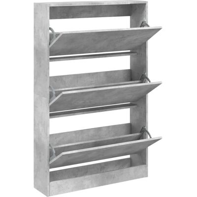 vidaXL Grijze Beton Schoenenkast - 4 Flip-lades, 80x21x125.5 cm vidaXL Grijze Beton Schoenenkast - 4 Flip-lades, 80x21x125.5 cm