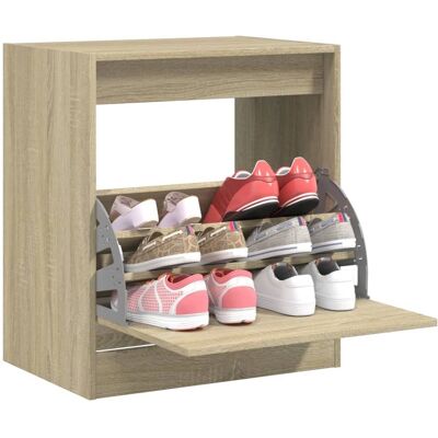 vidaXL Schoenenkast Sonoma Eik 60x42x69 cm met 4 flip-lades vidaXL Schoenenkast Sonoma Eik 60x42x69 cm met 4 flip-lades