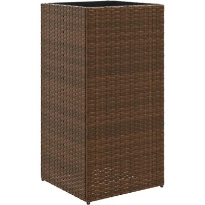 vidaXL Tuinplantbak Bruin 40x40x80 cm Poly Rattan - Tuinbak vidaXL Tuinplantbak Bruin 40x40x80 cm Poly Rattan - Tuinbak