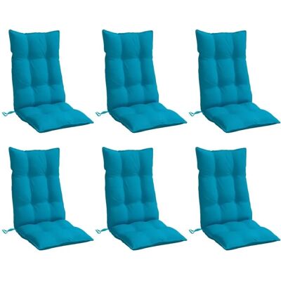 vidaXL Stoelkussens met hoge rug - 6 stuks, Oxford stof lichtblauw vidaXL Stoelkussens met hoge rug - 6 stuks, Oxford stof lichtblauw