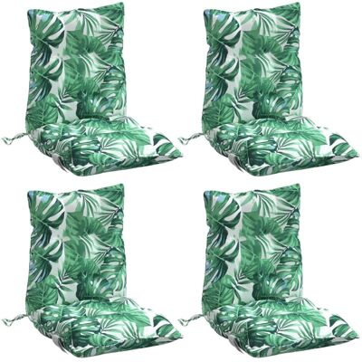 vidaXL Lage rug stoelkussens - Bladpatroon - 4 stuks vidaXL Lage rug stoelkussens - Bladpatroon - 4 stuks