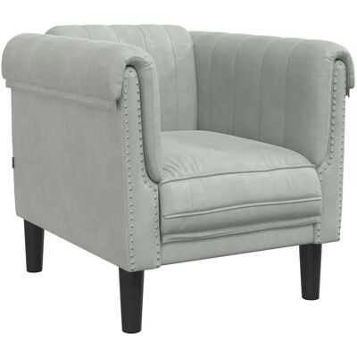 Vidaxl - Zachte grijze velvet fauteuil - 80x77x74 cm Vidaxl - Zachte grijze velvet fauteuil - 80x77x74 cm