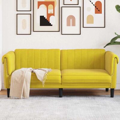 Canapé Velours Jaune VIDAXL 2 Places - Sofa - Publicité Canapé Velours Jaune VIDAXL 2 Places - Sofa - Publicité