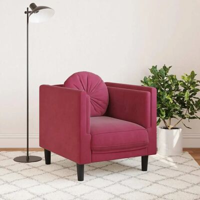 Fauteuil Vidaxl Velours Rouge Moderne - Armchair - Publicité Fauteuil Vidaxl Velours Rouge Moderne - Armchair - Publicité