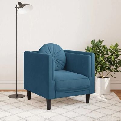 Vidaxl Fauteuil en Velours Bleu - Meuble Vidaxl Fauteuil en Velours Bleu - Meuble