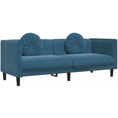 VidaXL 372650 bank - Blauw 3-zits fluwelen lounge meubel VidaXL 372650 bank - Blauw 3-zits fluwelen lounge meubel