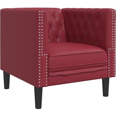 Vidaxl Fauteuil Chesterfield en Similicuir Rouge Vin - Fauteuil Vidaxl Fauteuil Chesterfield en Similicuir Rouge Vin - Fauteuil