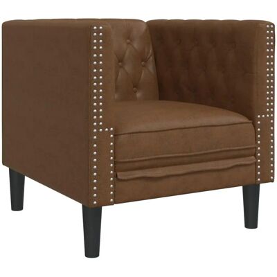 Sofá Chesterfield Marrón en Ante Sintético - VidaXL Sofá Chesterfield Marrón en Ante Sintético - VidaXL