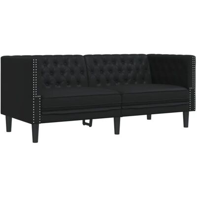 Sofá Chesterfield de 2 plazas negro sintético vidaXL - Sofá Sofá Chesterfield de 2 plazas negro sintético vidaXL - Sofá
