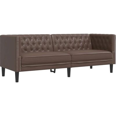 Canapé Chesterfield 3 places en similpelle marron VidaXL - Publicité Canapé Chesterfield 3 places en similpelle marron VidaXL - Publicité
