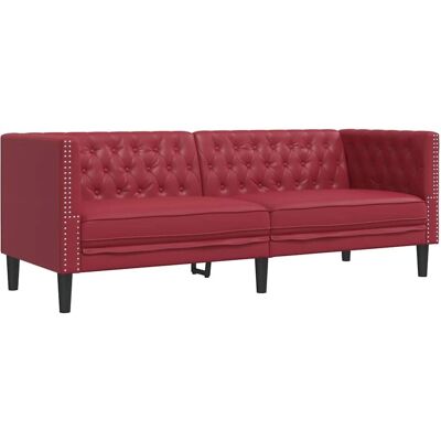 Vidaxl Chesterfield 3-Sitzer Rotes Kunstleder Sofa - Sofa Vidaxl Chesterfield 3-Sitzer Rotes Kunstleder Sofa - Sofa