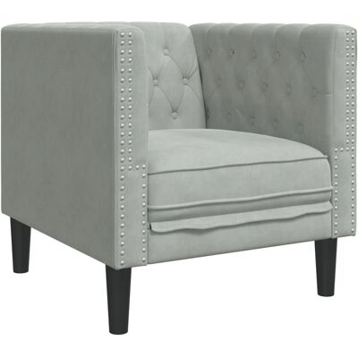 VIDAXL Canapé Chesterfield en Velours Gris Clair - Canapé VIDAXL Canapé Chesterfield en Velours Gris Clair - Canapé