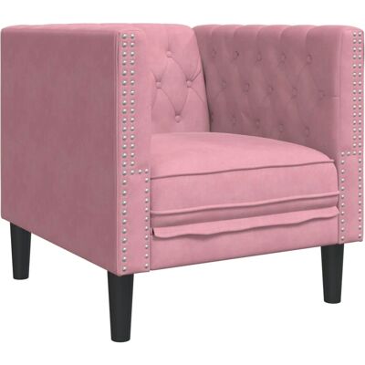 VIDAXL Canapé Chesterfield Rose Velours - Canapé - Publicité VIDAXL Canapé Chesterfield Rose Velours - Canapé - Publicité