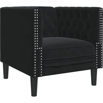 Canapé Chesterfield Velours Noir VIDAXL - Sofa Canapé Chesterfield Velours Noir VIDAXL - Sofa