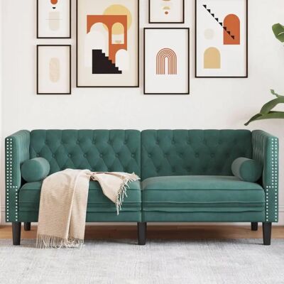 vidaXL Chesterfield sofa mørkegrøn fløjl - Sofa vidaXL Chesterfield sofa mørkegrøn fløjl - Sofa