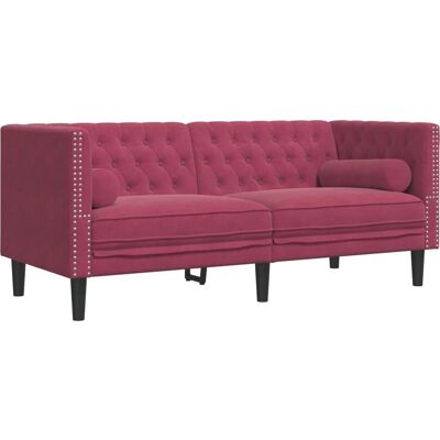 Sofá Chesterfield de 2 Plazas Rojo Terciopelo - Vidaxl Sofá Chesterfield de 2 Plazas Rojo Terciopelo - Vidaxl