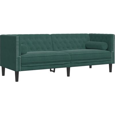Sofá Chesterfield 3 plazas verde oscuro - VidaXL Sofá Chesterfield 3 plazas verde oscuro - VidaXL