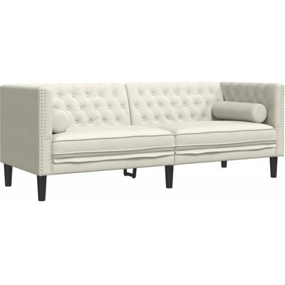 vidaXL 3-zits Crèmekleurig Fluwelen Chesterfield Bank vidaXL 3-zits Crèmekleurig Fluwelen Chesterfield Bank