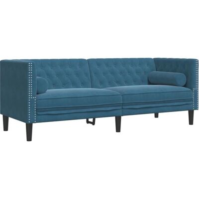 vidaXL Chesterfield-Sofa Blau Samt 3-Sitzer - Sofa vidaXL Chesterfield-Sofa Blau Samt 3-Sitzer - Sofa