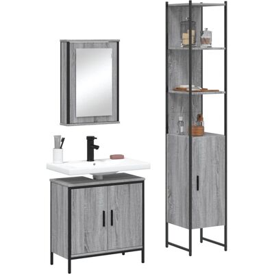 vidaXL Grå Sonoma Badeværelsesmøbel-Set - 3 Stykker vidaXL Grå Sonoma Badeværelsesmøbel-Set - 3 Stykker