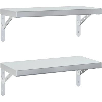 vidaXL Étagères murales en acier inoxydable 2 pcs - Étagère, Argent, 50x23,5 cm - Étagère de rangement - Publicité vidaXL Étagères murales en acier inoxydable 2 pcs - Étagère, Argent, 50x23,5 cm - Étagère de rangement - Publicité