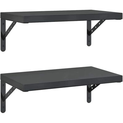 vidaXL Wandregale - 2 Stück Schwarz Edelstahl vidaXL Wandregale - 2 Stück Schwarz Edelstahl