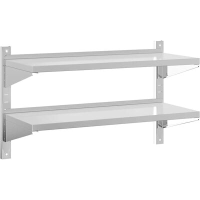 Étagère murale double vidaXL 100x40x60 cm en acier inoxydable argenté - Étagère murale - Publicité Étagère murale double vidaXL 100x40x60 cm en acier inoxydable argenté - Étagère murale - Publicité