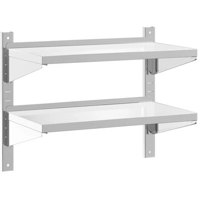 Étagère murale à 2 niveaux vidaXL Acier inoxydable argenté - Étagère - Publicité Étagère murale à 2 niveaux vidaXL Acier inoxydable argenté - Étagère - Publicité