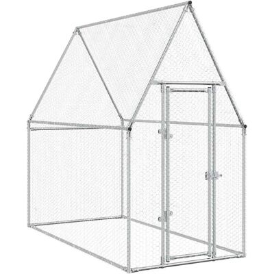 Klatka dla kur vidaXL 200x100x190 cm z ocynkowanej stali - Srebrny - Klatka dla kur Klatka dla kur vidaXL 200x100x190 cm z ocynkowanej stali - Srebrny - Klatka dla kur