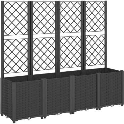 vidaXL Pflanzkübel Mit Rankgitter Pp Schwarz 160x40x140 cm vidaXL Pflanzkübel Mit Rankgitter Pp Schwarz 160x40x140 cm