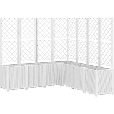 vidaXL Pflanzkübel Mit Rankgitter Pp Weiß 160x160x140 cm - Garden Planter vidaXL Pflanzkübel Mit Rankgitter Pp Weiß 160x160x140 cm - Garden Planter