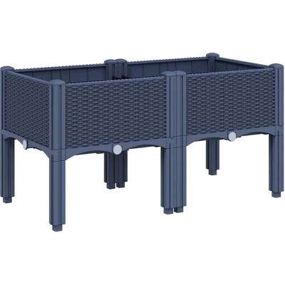 vidaXL Tuinplantbak met Poten Grijs PP - Tuin vidaXL Tuinplantbak met Poten Grijs PP - Tuin