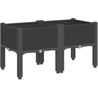 vidaXL Pflanzkasten Mit Beinen Schwarz 80x40x42 cm PP - Gartentrog vidaXL Pflanzkasten Mit Beinen Schwarz 80x40x42 cm PP - Gartentrog