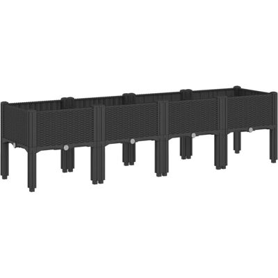 vidaXL Tuinplantmand met Poten Zwart 160x40x42 cm - Tuinplantmand vidaXL Tuinplantmand met Poten Zwart 160x40x42 cm - Tuinplantmand