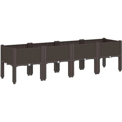 vidaXL Tuinplantage met Poten Bruin 160x40x42 cm PP - Tuinplant vidaXL Tuinplantage met Poten Bruin 160x40x42 cm PP - Tuinplant