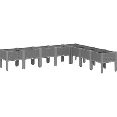 vidaXL Tuinplantbak met Poten Lichtgrijs 200x160x42 cm PP - Tuinplantbak vidaXL Tuinplantbak met Poten Lichtgrijs 200x160x42 cm PP - Tuinplantbak