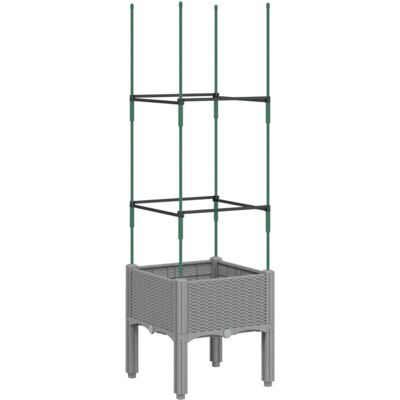 vidaXL Gartenpflanzkübel mit Rankgitter Hellgrau 40x40x142,5 cm - Garten Pflanzer vidaXL Gartenpflanzkübel mit Rankgitter Hellgrau 40x40x142,5 cm - Garten Pflanzer