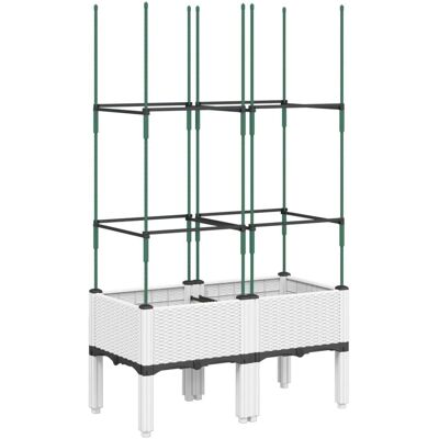 vidaXL Garden Planter with Trellis White 80x40x142.5 cm - Garden Planter vidaXL Garden Planter with Trellis White 80x40x142.5 cm - Garden Planter