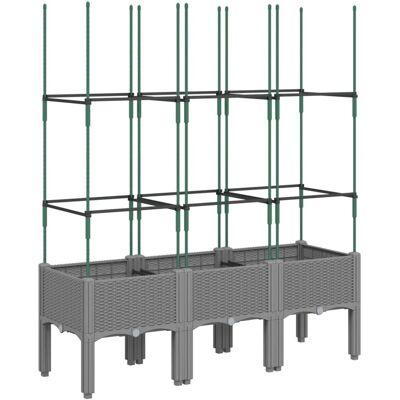 vidaXL Pflanzkübel mit Rankgitter Hellgrau 120x40x142,5 cm - Pflanzkübel vidaXL Pflanzkübel mit Rankgitter Hellgrau 120x40x142,5 cm - Pflanzkübel