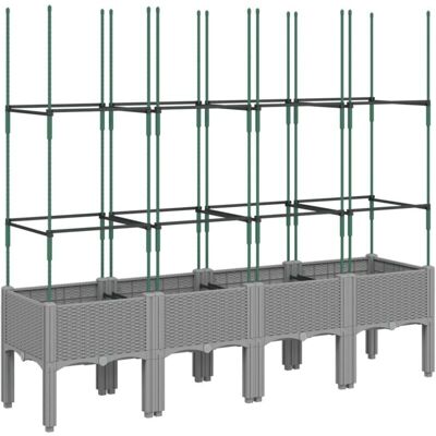 vidaXL Gartentopf mit Rankgitter Hellgrau - Garden Planter vidaXL Gartentopf mit Rankgitter Hellgrau - Garden Planter