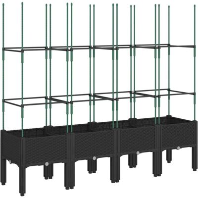 vidaXL Pflanzkübel mit Rankgitter Schwarz 160x40x142,5 cm - Pflanzkübel mit Rankgitter vidaXL Pflanzkübel mit Rankgitter Schwarz 160x40x142,5 cm - Pflanzkübel mit Rankgitter