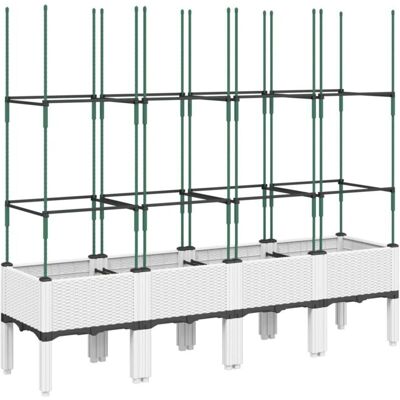 vidaXL Tuinplantenkast met rankgitter Wit - Tuinplantbak vidaXL Tuinplantenkast met rankgitter Wit - Tuinplantbak