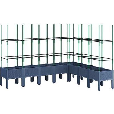 vidaXL Graue Gartenpflanzkübel mit Rankgitter - Pflanzkübel vidaXL Graue Gartenpflanzkübel mit Rankgitter - Pflanzkübel
