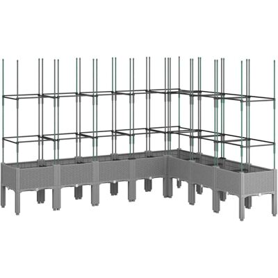 vidaXL Gartentopf mit Rankgitter Grau - Pflanzkübel vidaXL Gartentopf mit Rankgitter Grau - Pflanzkübel