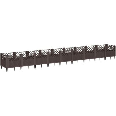 vidaXL Pflanzkasten mit Erdspießen Braun 363,5x43,5x43,5 cm PP - Gartenschale vidaXL Pflanzkasten mit Erdspießen Braun 363,5x43,5x43,5 cm PP - Gartenschale