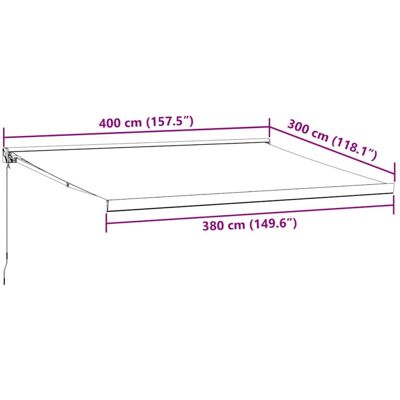 Store banne manuel vidaXL - Retractable, 400x300 cm, Marron et Blanc Store banne manuel vidaXL - Retractable, 400x300 cm, Marron et Blanc