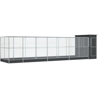 vidaXL Aviary with Extension Silver 830x203x216 cm Steel - Bird Cage vidaXL Aviary with Extension Silver 830x203x216 cm Steel - Bird Cage