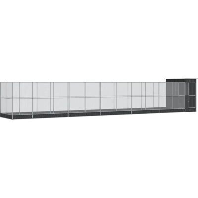 vidaXL Aviary with Extension Silver 1244x203x216 cm Bird Cage - Bird Cage vidaXL Aviary with Extension Silver 1244x203x216 cm Bird Cage - Bird Cage